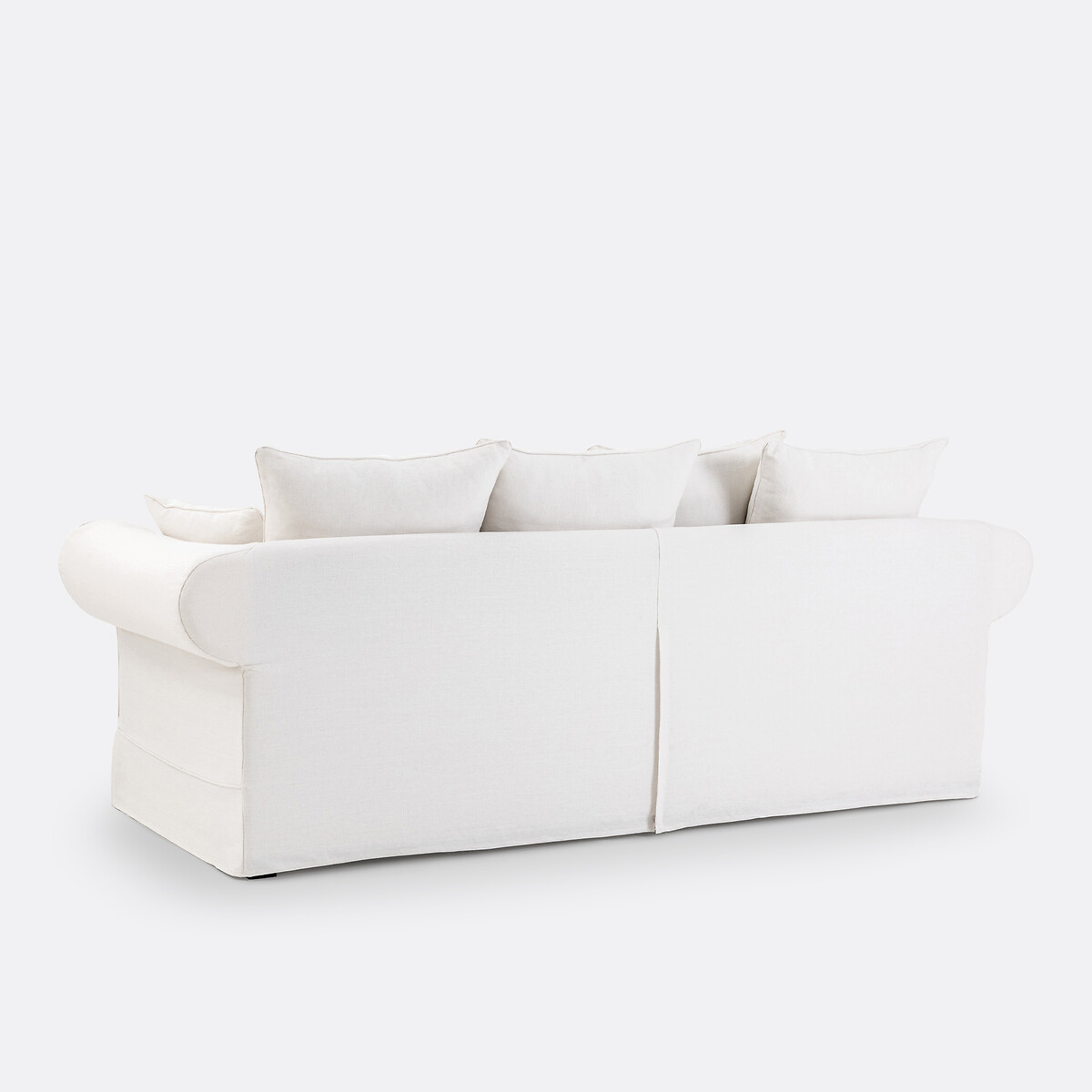 Canapé droit convertible, 2 ou 3 places, déhoussable, en lin épais, ADELIA blanc, LA REDOUTE INTERIEURS