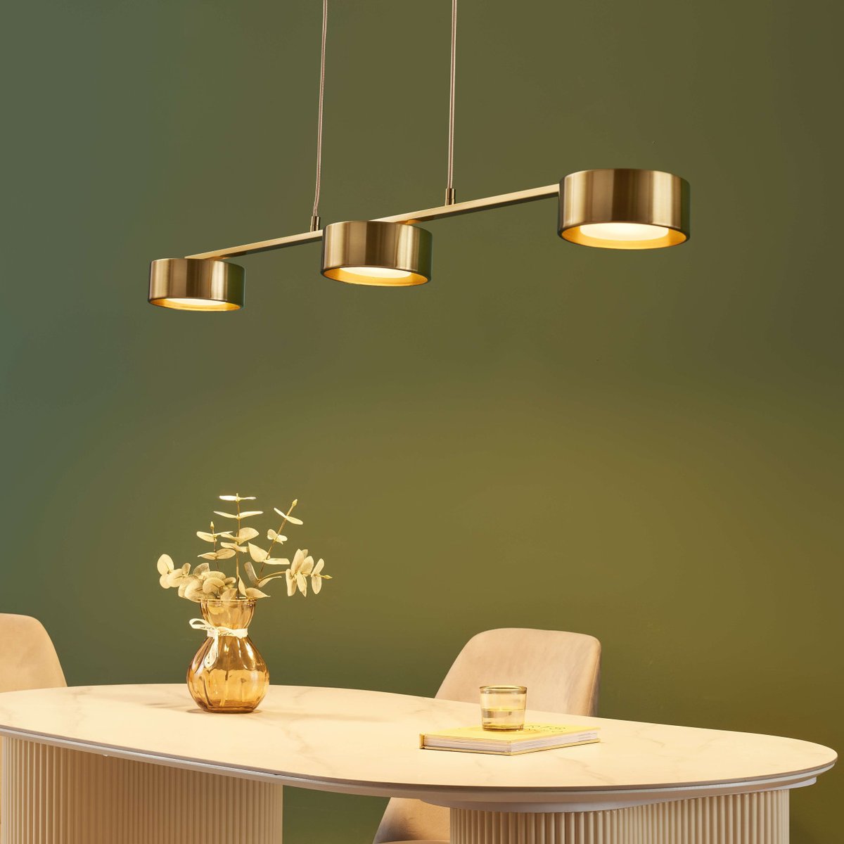Suspension LED longiligne dorée - PRINS laiton, KOSILUM