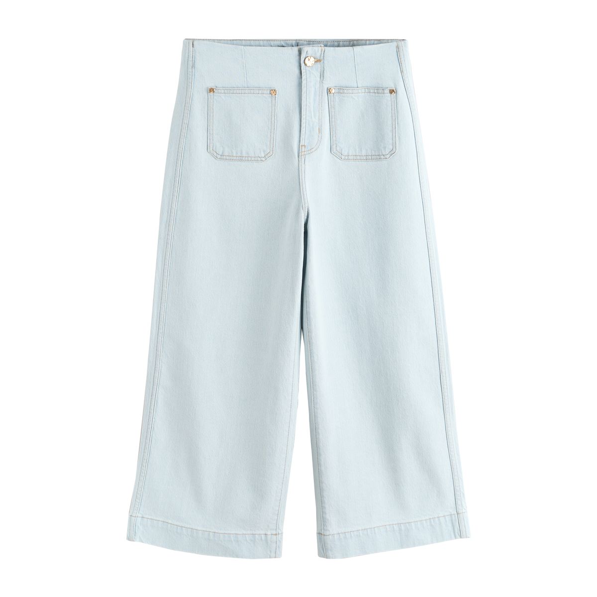 Jean court et large à poche plaquée bleach blue, NEXT
