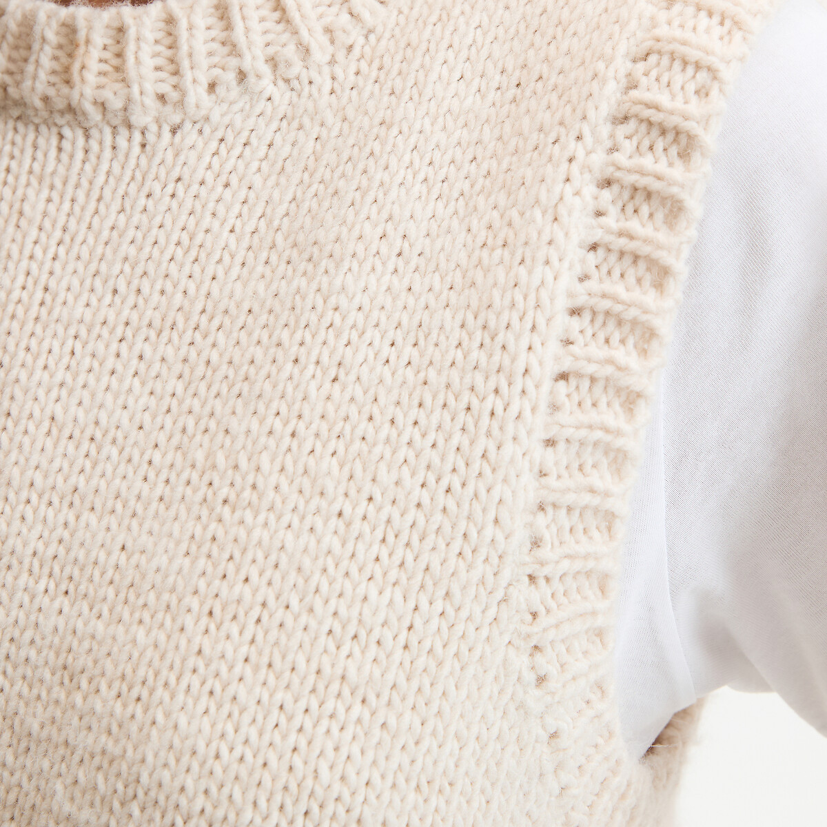 Trui zonder mouwen, ronde hals ecru, LA REDOUTE COLLECTIONS