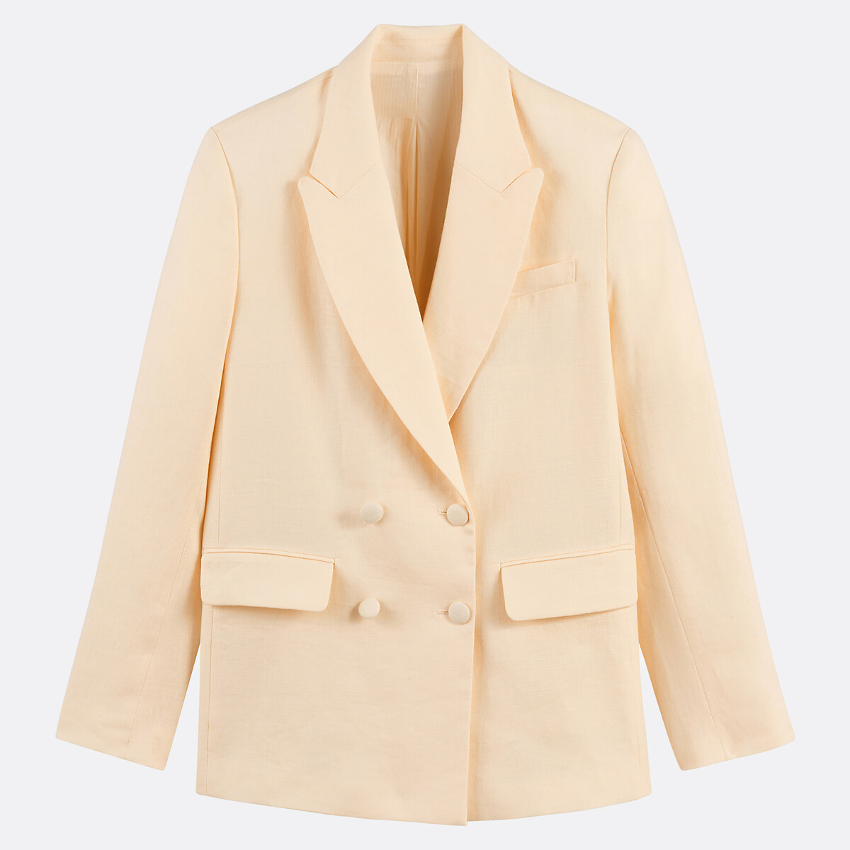 Blazer croisé coupe ample en lin jaune pastel, LA REDOUTE COLLECTIONS