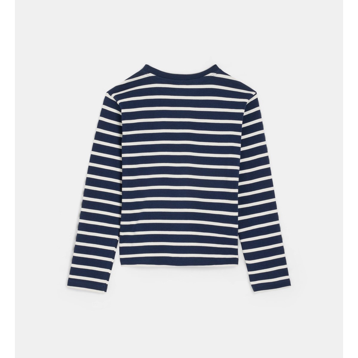 T-shirt droit tambourg à rayures coton écru et bleu, CADET ROUSSELLE