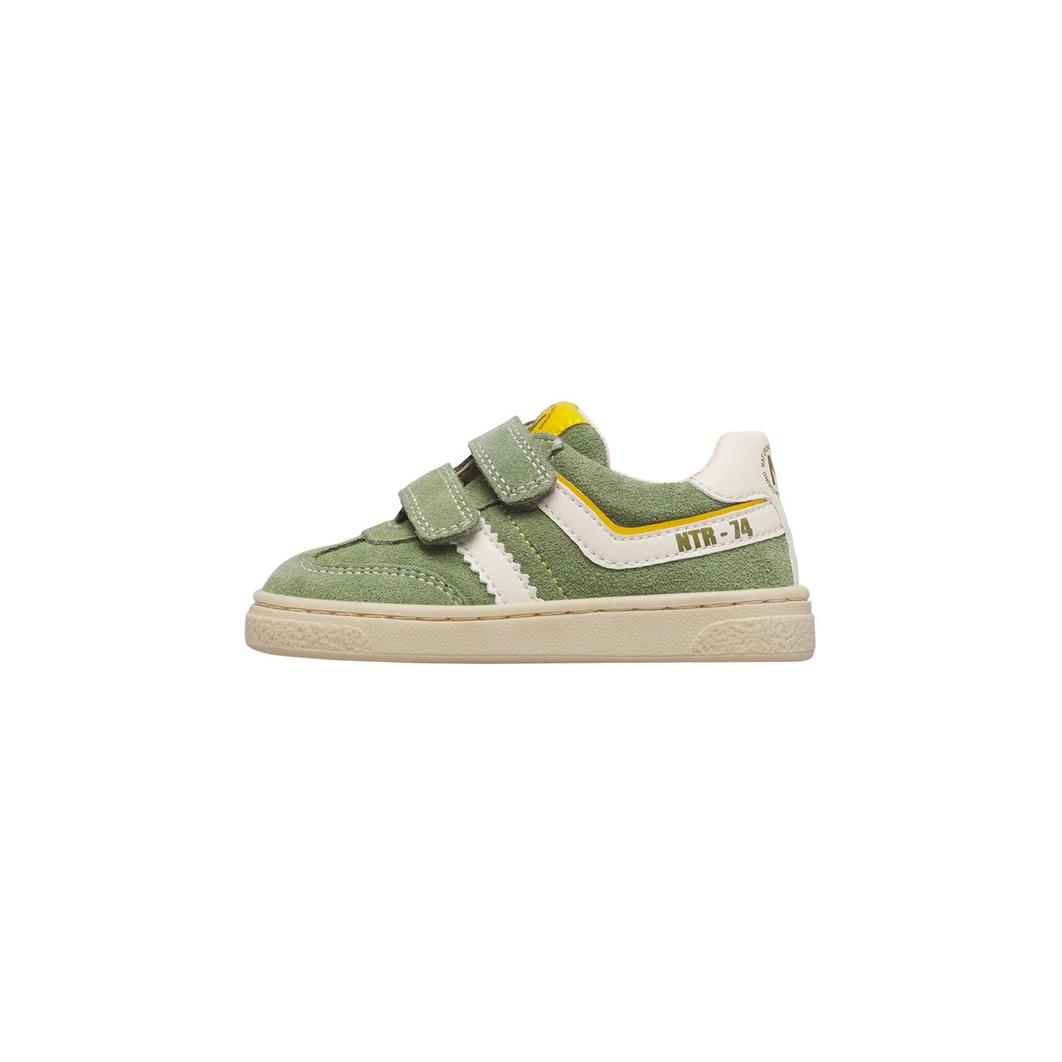 Baskets en cuir et en daim MARVES LOW VL. vert-jaune, NATURINO