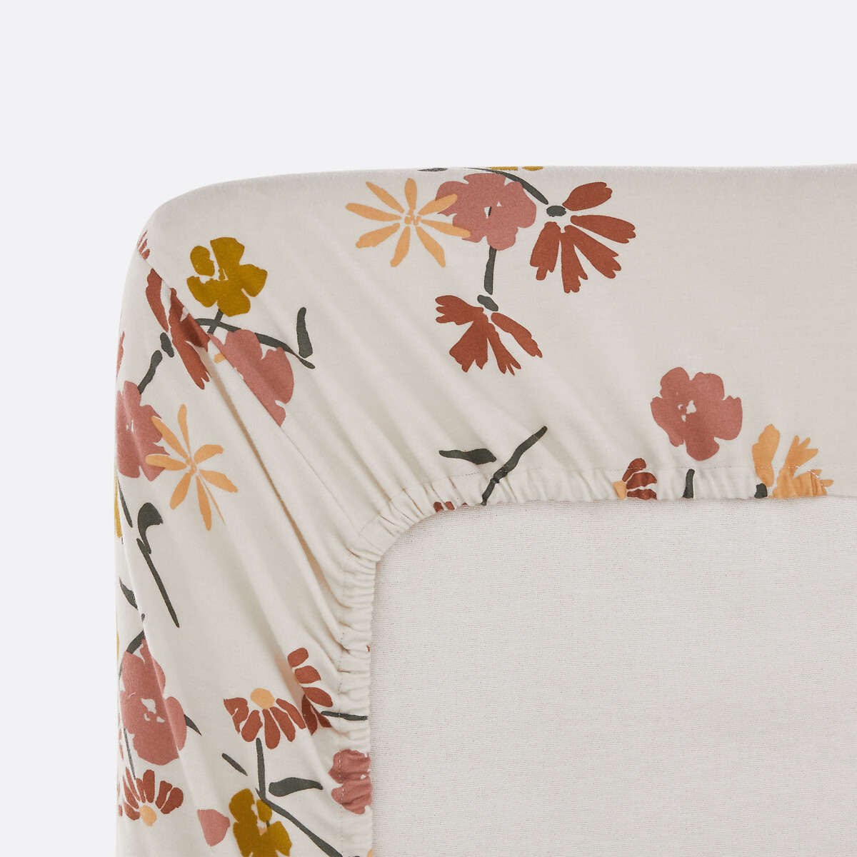 Drap-housse en flanelle coton bonnet 25 cm, Rosine imprimé fleurs, LA REDOUTE INTERIEURS