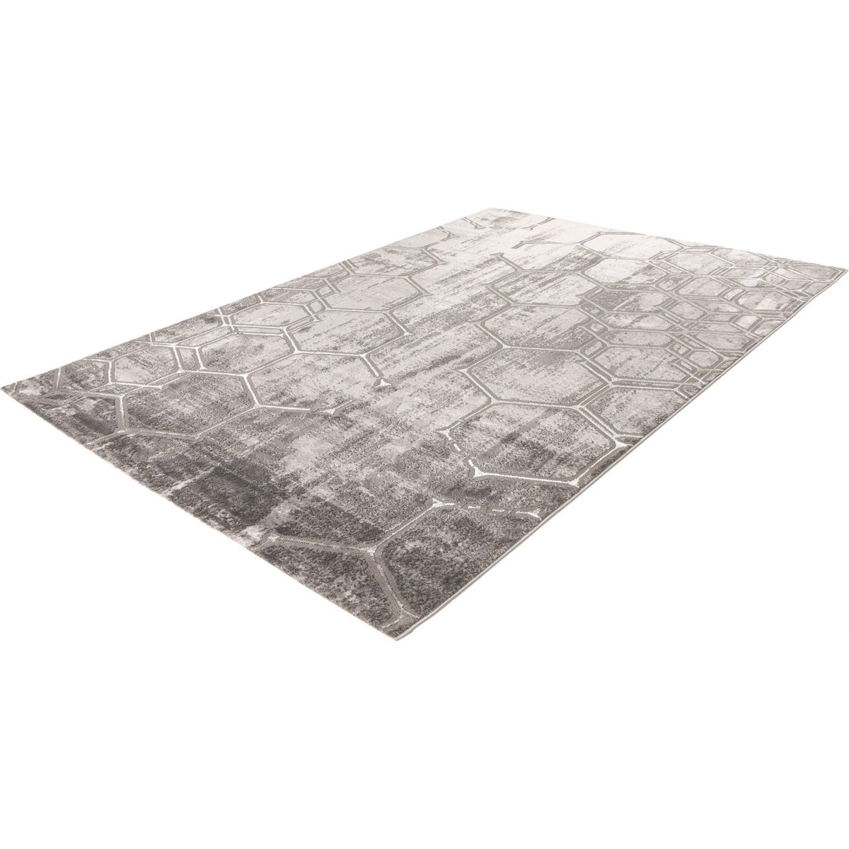 Tapis rectangulaire à motif géométrique gris argent clair et foncé, ARTE ESPINA