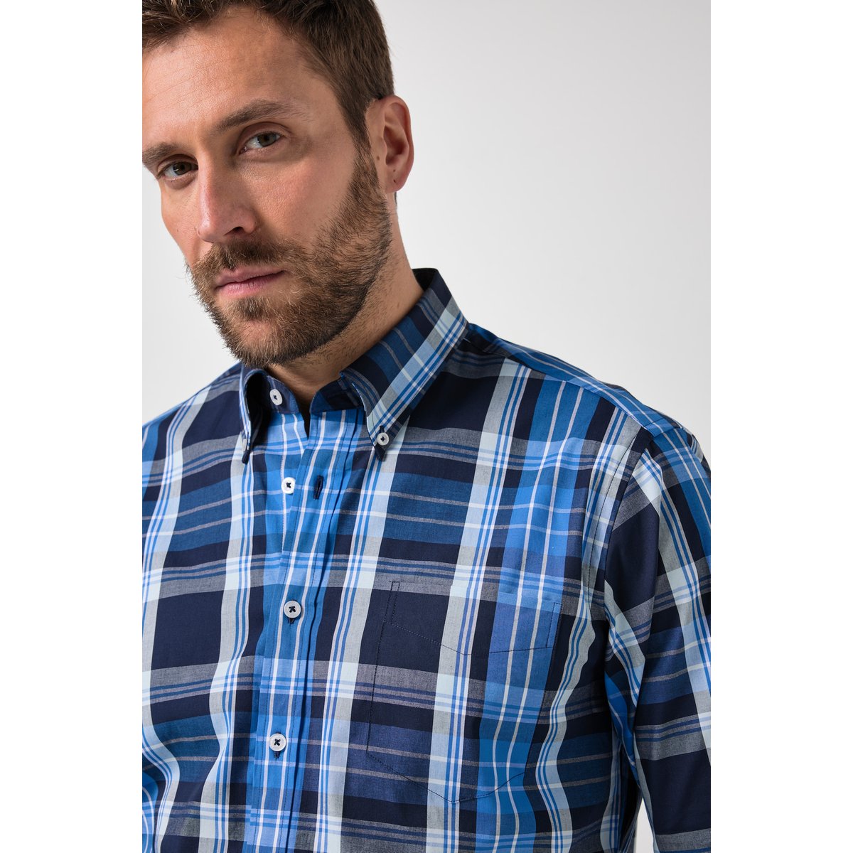 Chemise à carreau FLEXNAMIC® bleu cobalt clair, JP1880