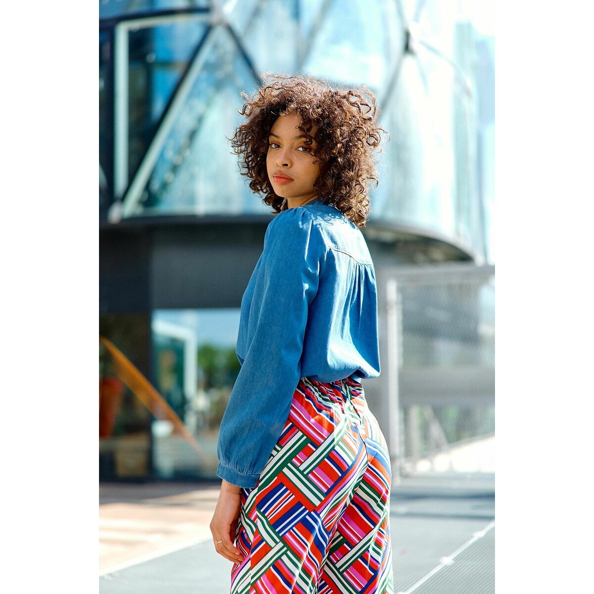 Billie Denim Blouse with Long Sleeves denim, LA PETITE ETOILE
