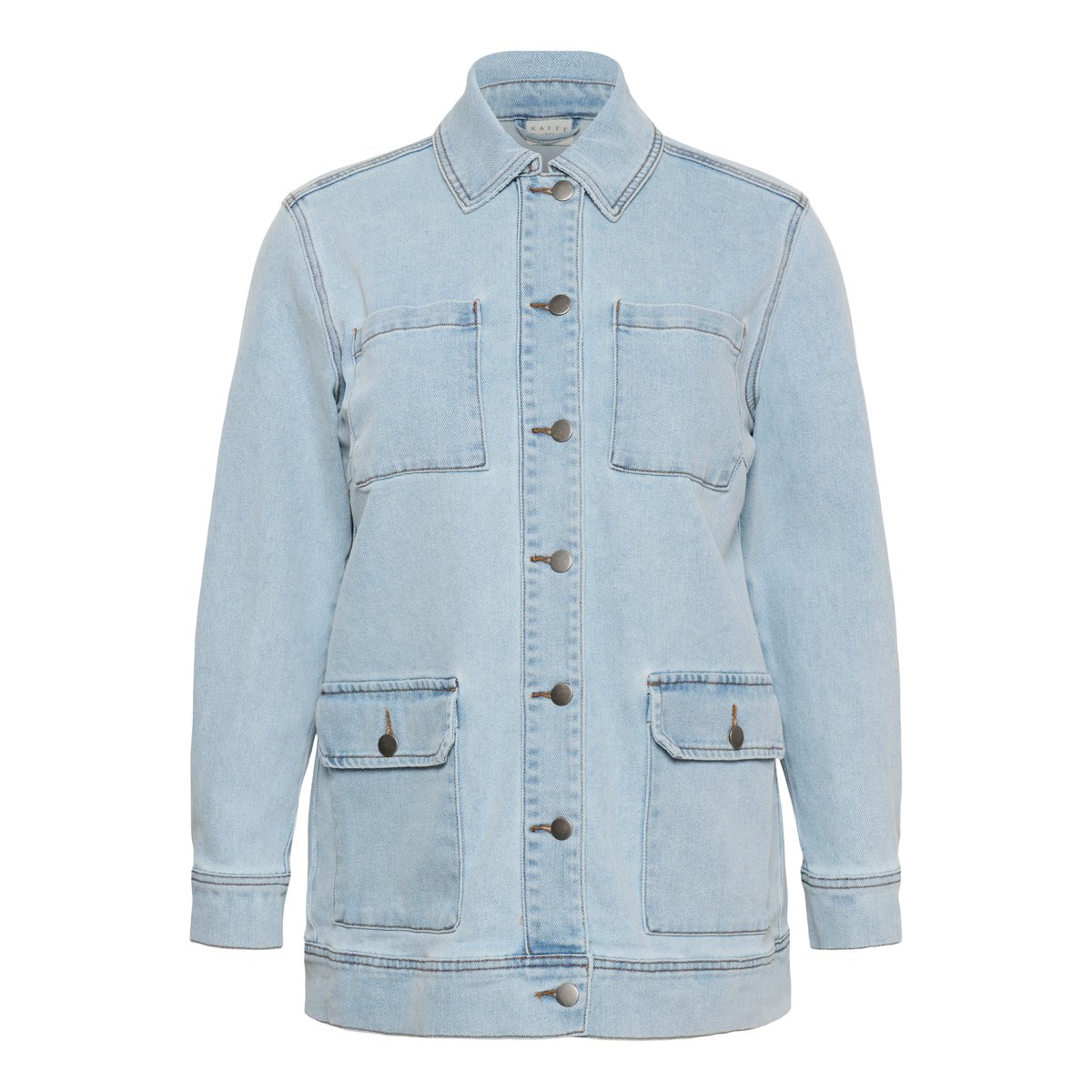 Manteau bleu light blue washed denim, KAFFE CURVE