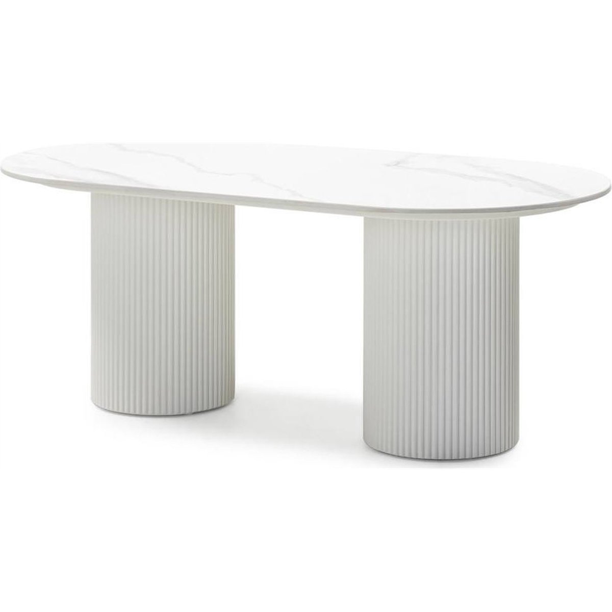 Table basse ovale MARBELLA effet marbre blanc cassé effet marbre, RECOLLECTION