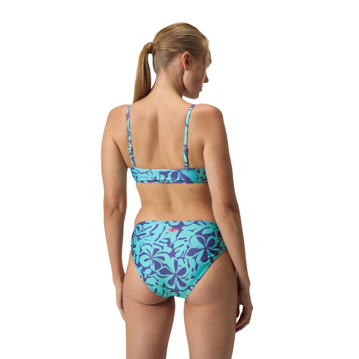 Maillot de bain 2 pièces à bretelles fines ajustables motif/style fleurs bleu, SPEEDO