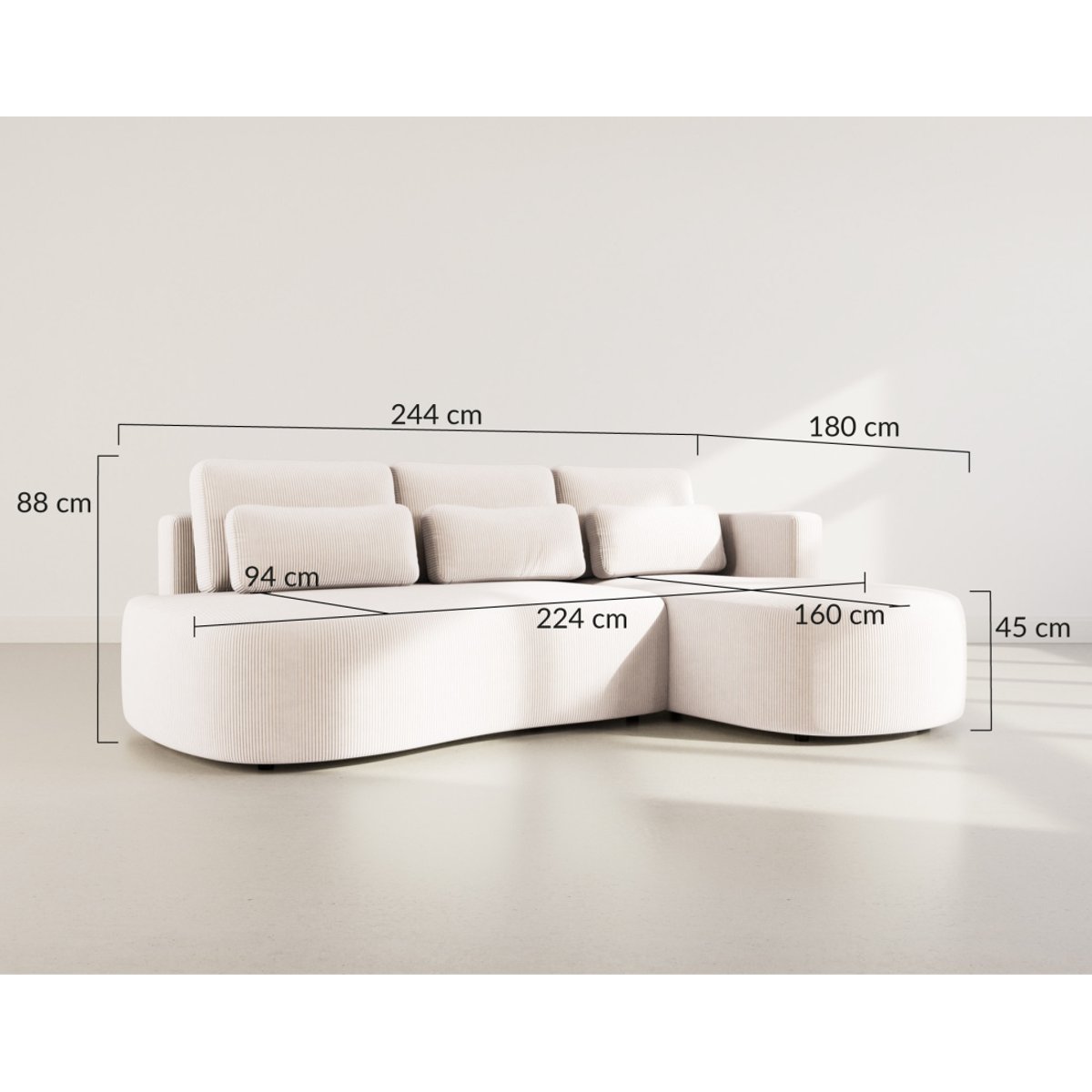 Canapé d'Angle Convertible 4 places - MAHINA noir, BEST MOBILIER