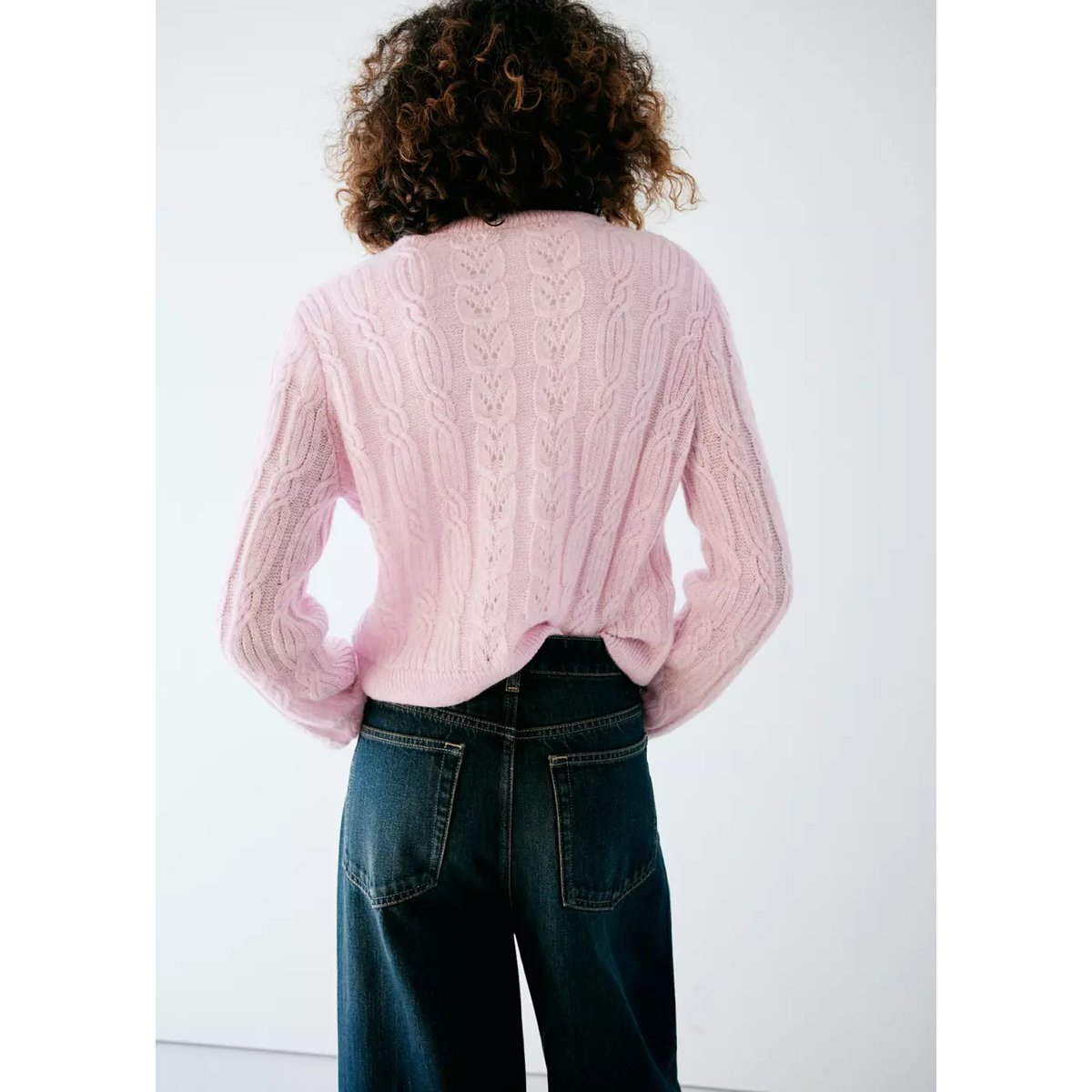 Cardigan maille torsadée rose pastel, MANGO