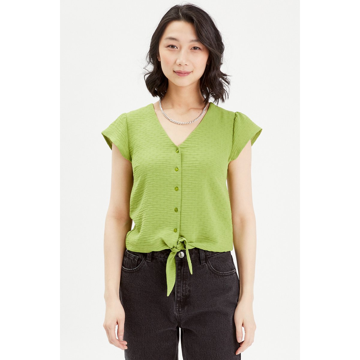 Blouse manches courtes vert anis, CACHE CACHE