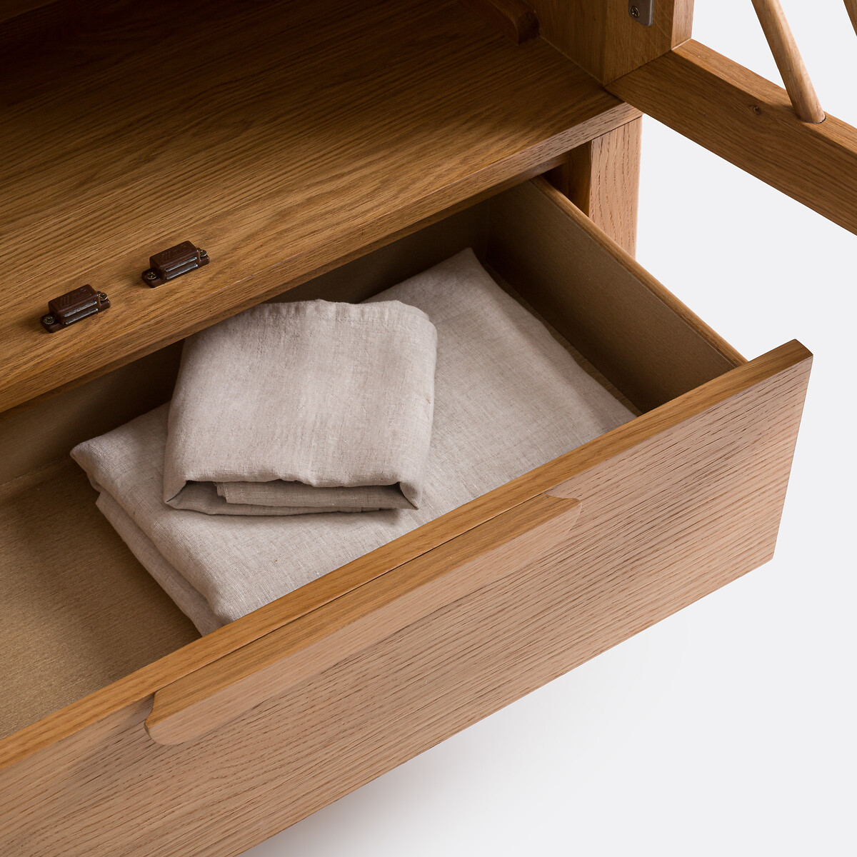 Buffet haut 2 portes 1 tiroir chêne et plaqué Anda coloris naturel, LA REDOUTE INTERIEURS