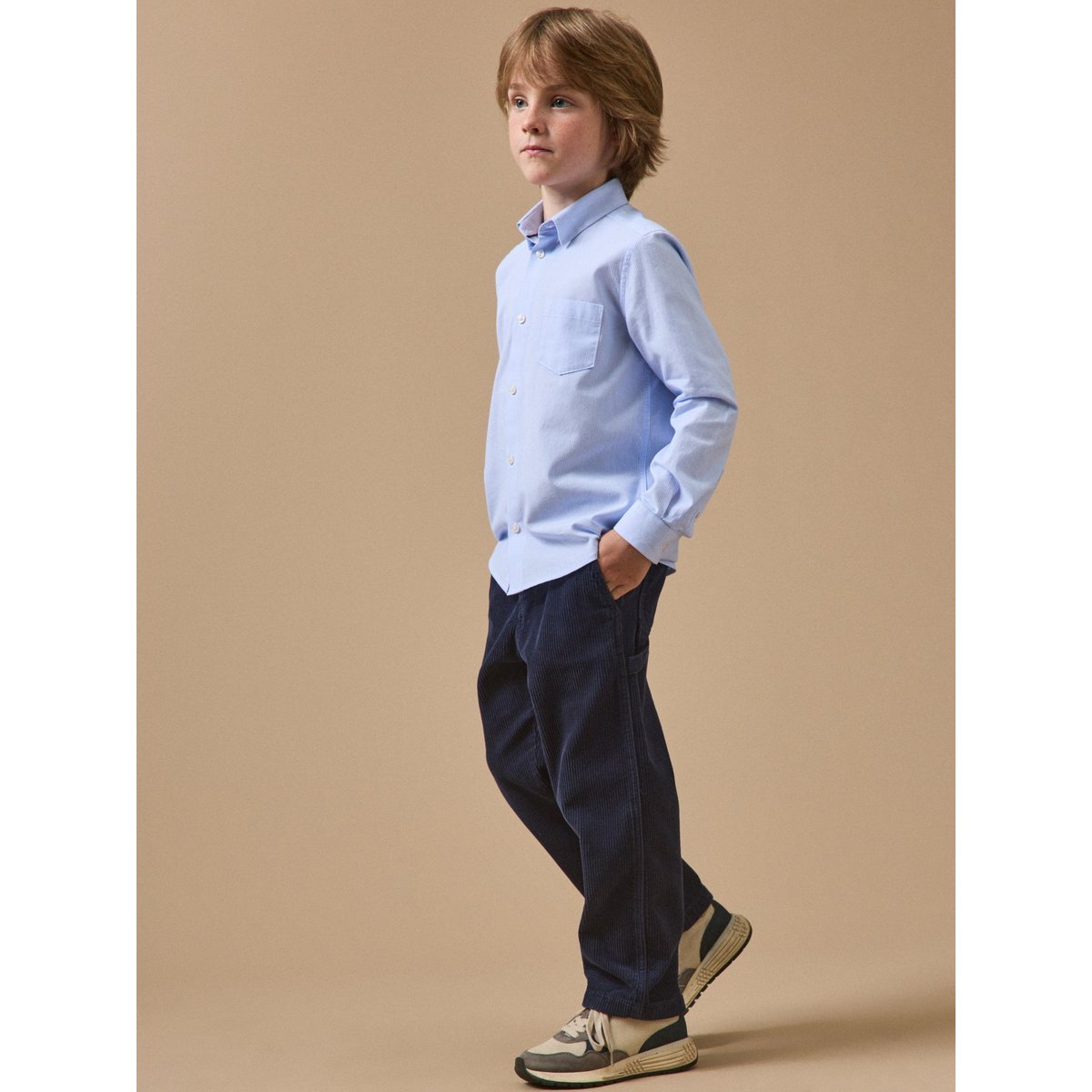 Pantalon charpentier en velours marine, CYRILLUS