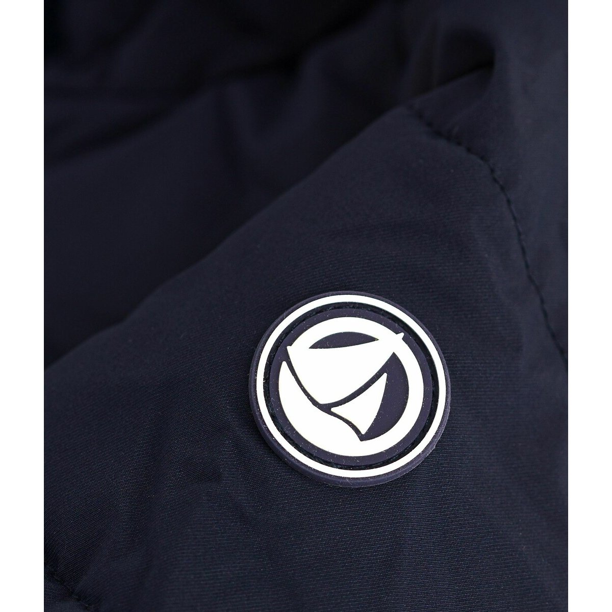 Padded winter jacket with fixed hood navy blue, PETIT BATEAU