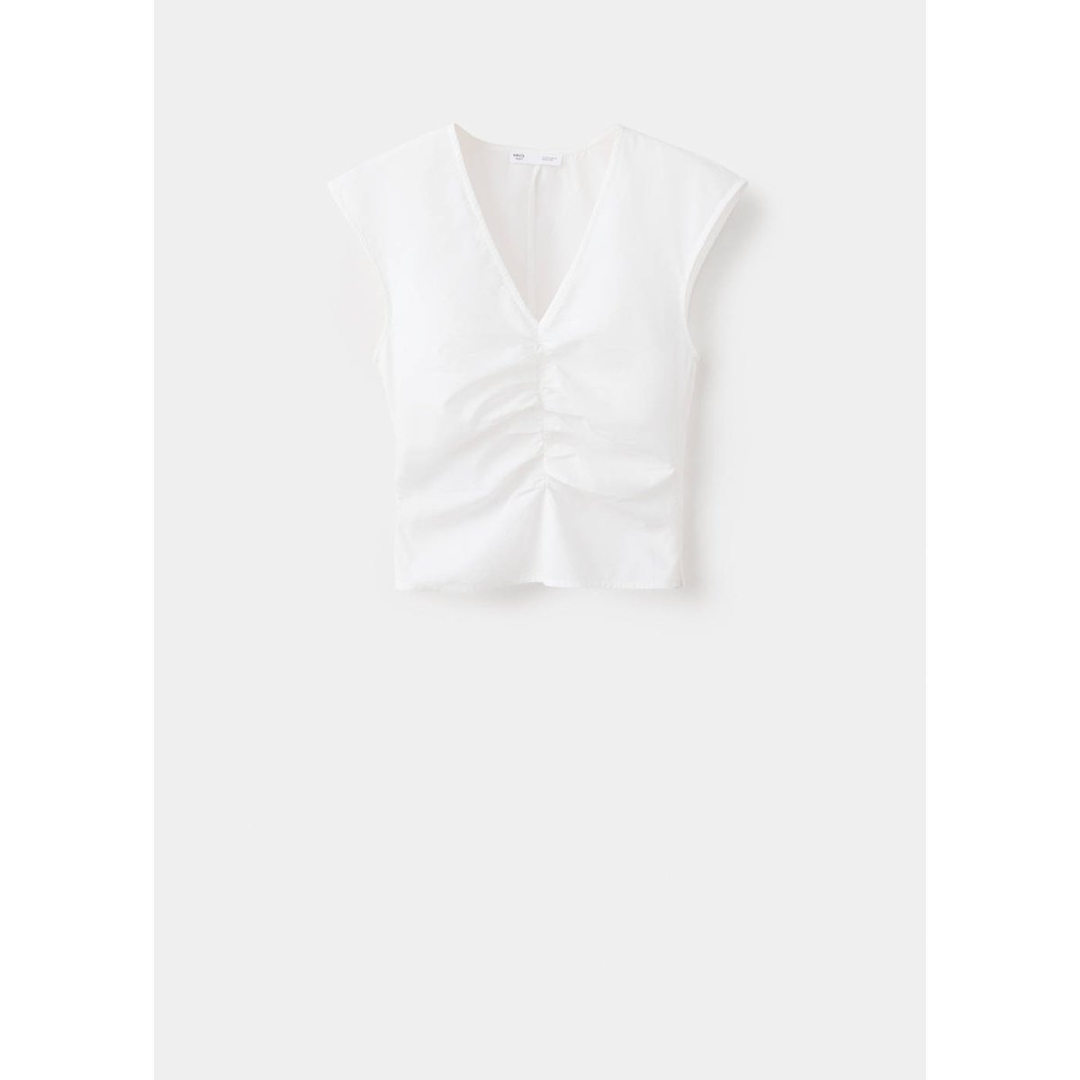 Top 100 % coton froncé blanc cassé, MANGO TEEN