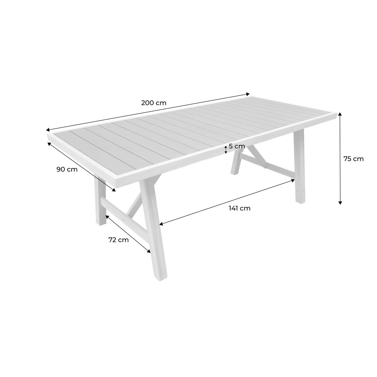 Table de jardin bois d'acacia et aluminium 8 places ELDORA anthracite, SWEEEK