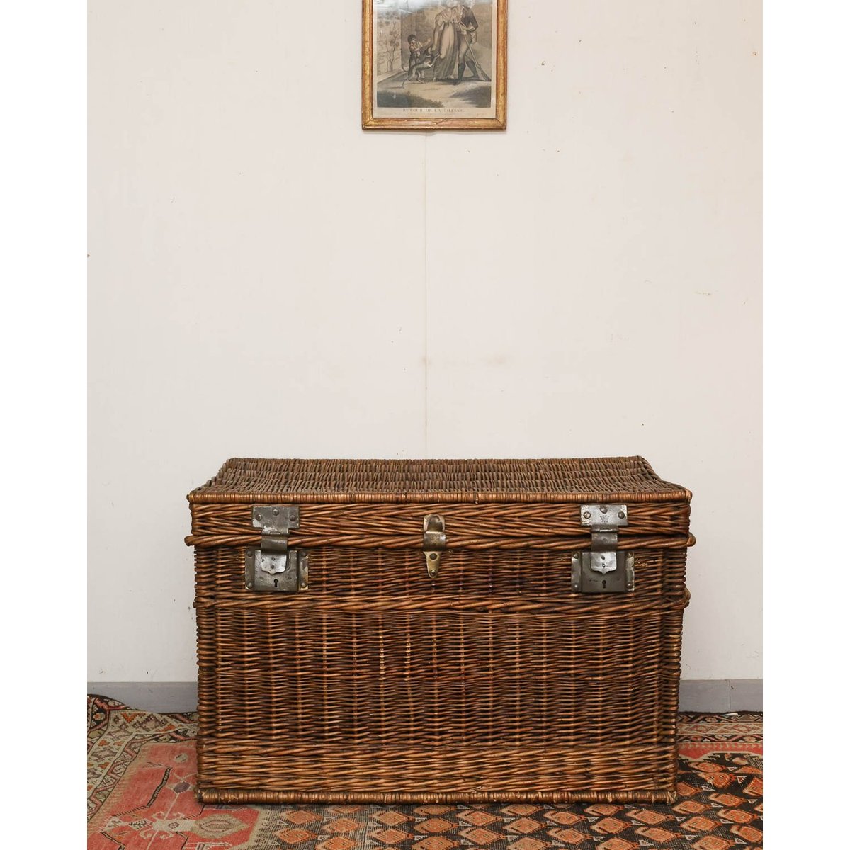 Grand coffre en osier Lucien N°128 - Bon état bois clair, DEBONGOUT