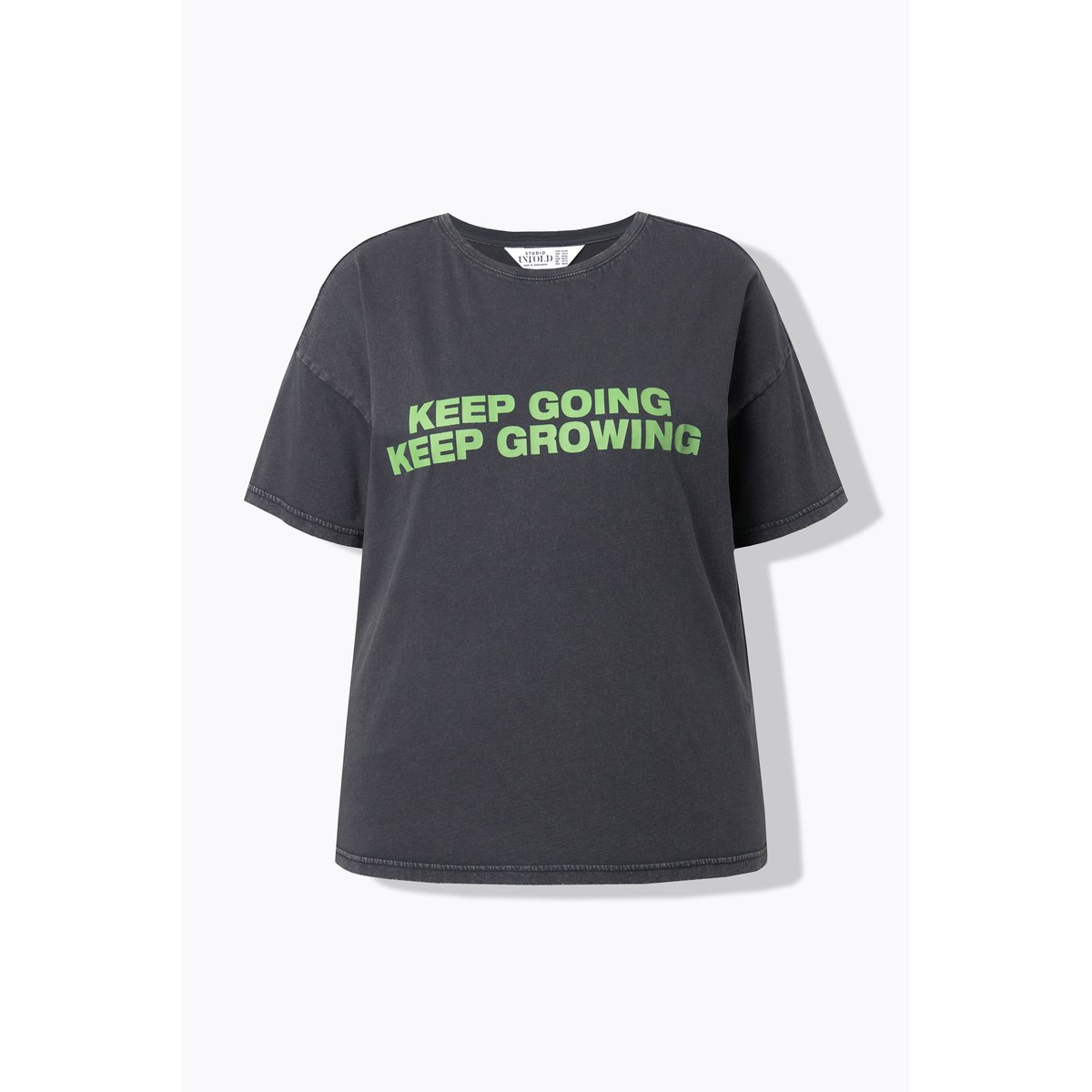 T-shirt oversize, avec message chiné anthracite, STUDIO UNTOLD