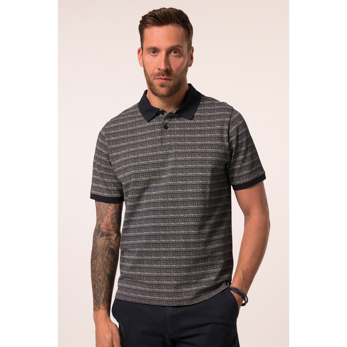 Polo en tissu piqué bleu marine, JP1880