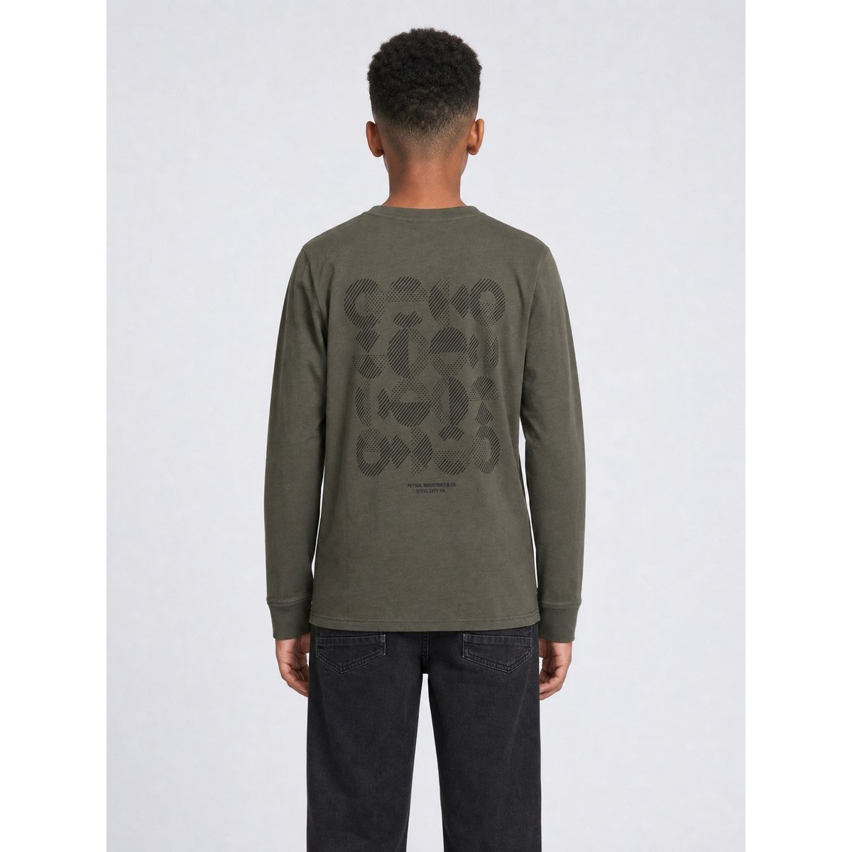 T-shirt manches longues imprimé milllake gris beluga, PETROL INDUSTRIES