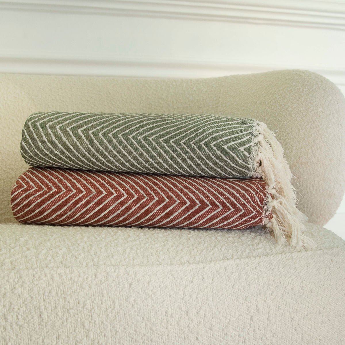 Plaid coton AMSTERDAM vert olive, FEBRONIE