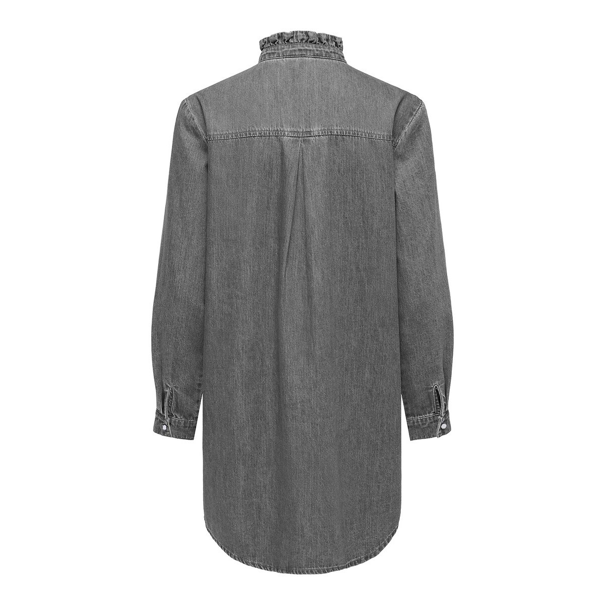 Robe en denim col mao, petit cœur poitrine gris, ONLY
