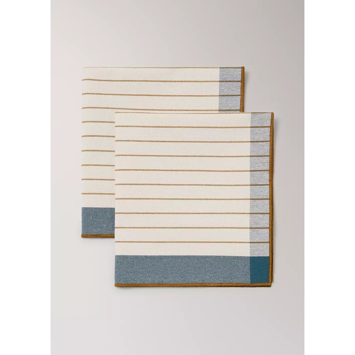 Serviettes de table rayées overlock contraste bleu, MANGO HOME
