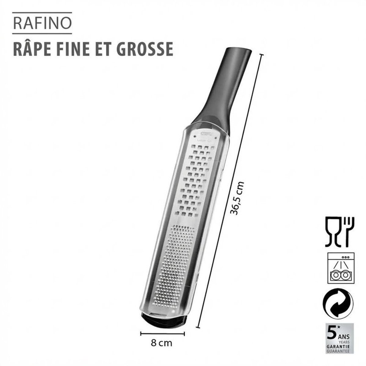 Râpe fine et grossière rafino argent / métallique, GEFU