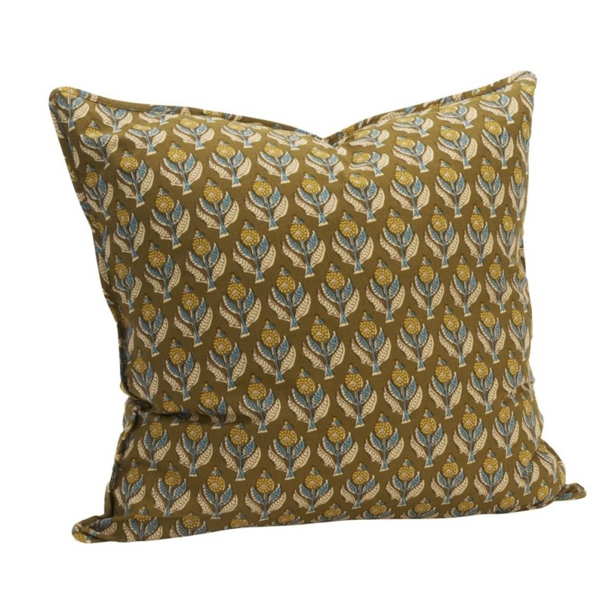 Grande housse coussin coton imprimé jaune moutarde, MADAM STOLTZ