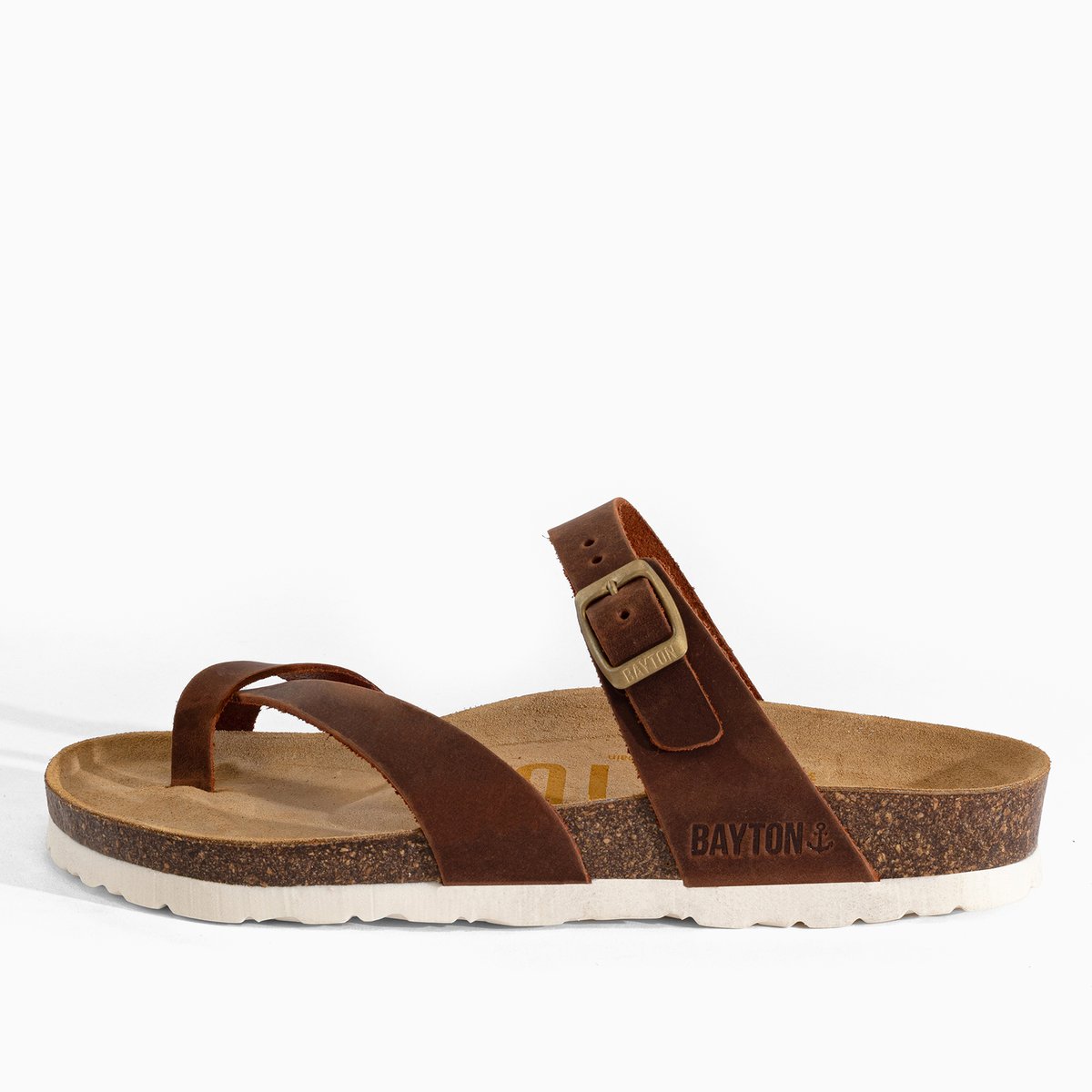 Tongs en cuir DIANE marron, BAYTON