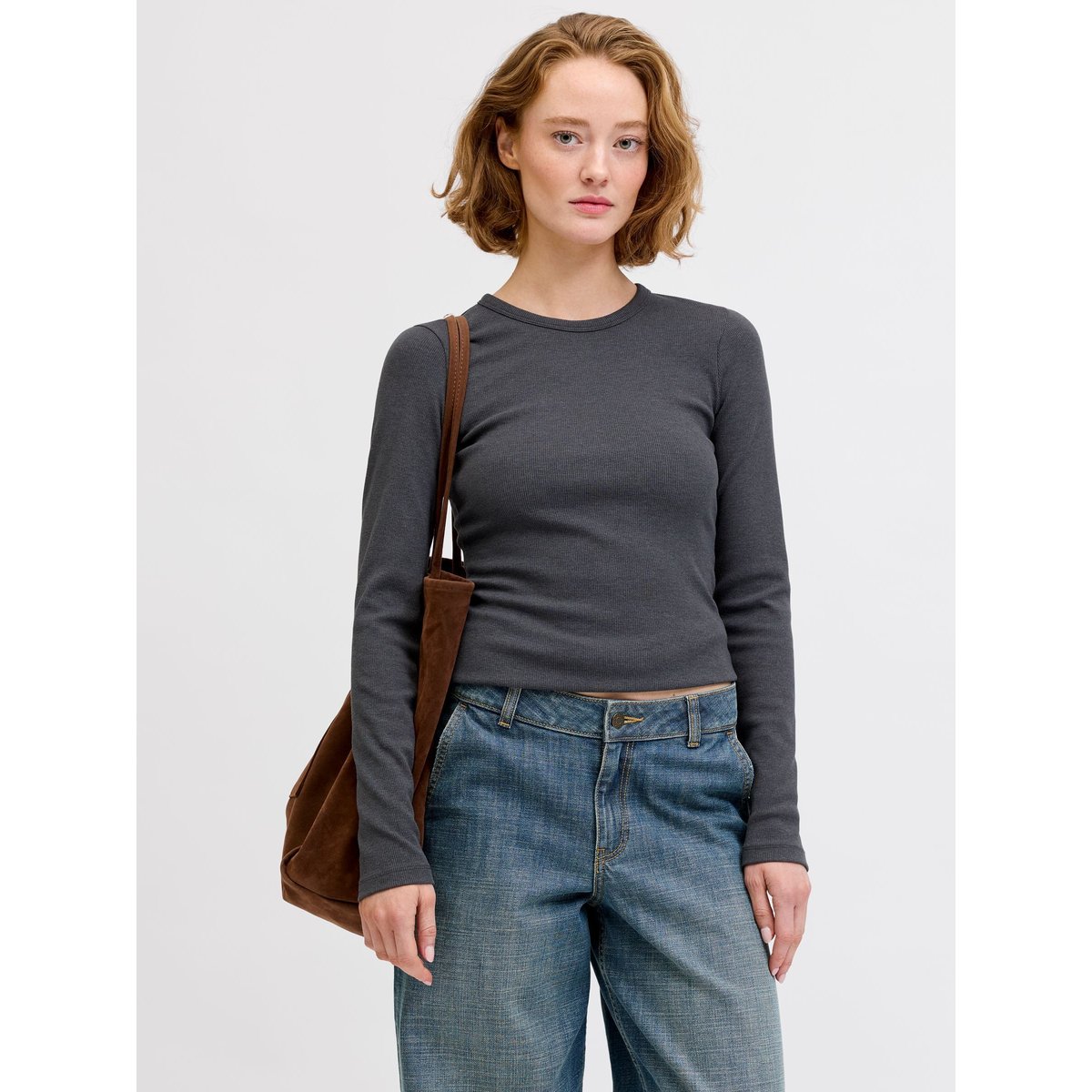 T-Shirt À Manches Longues dark grey melange, JJXX