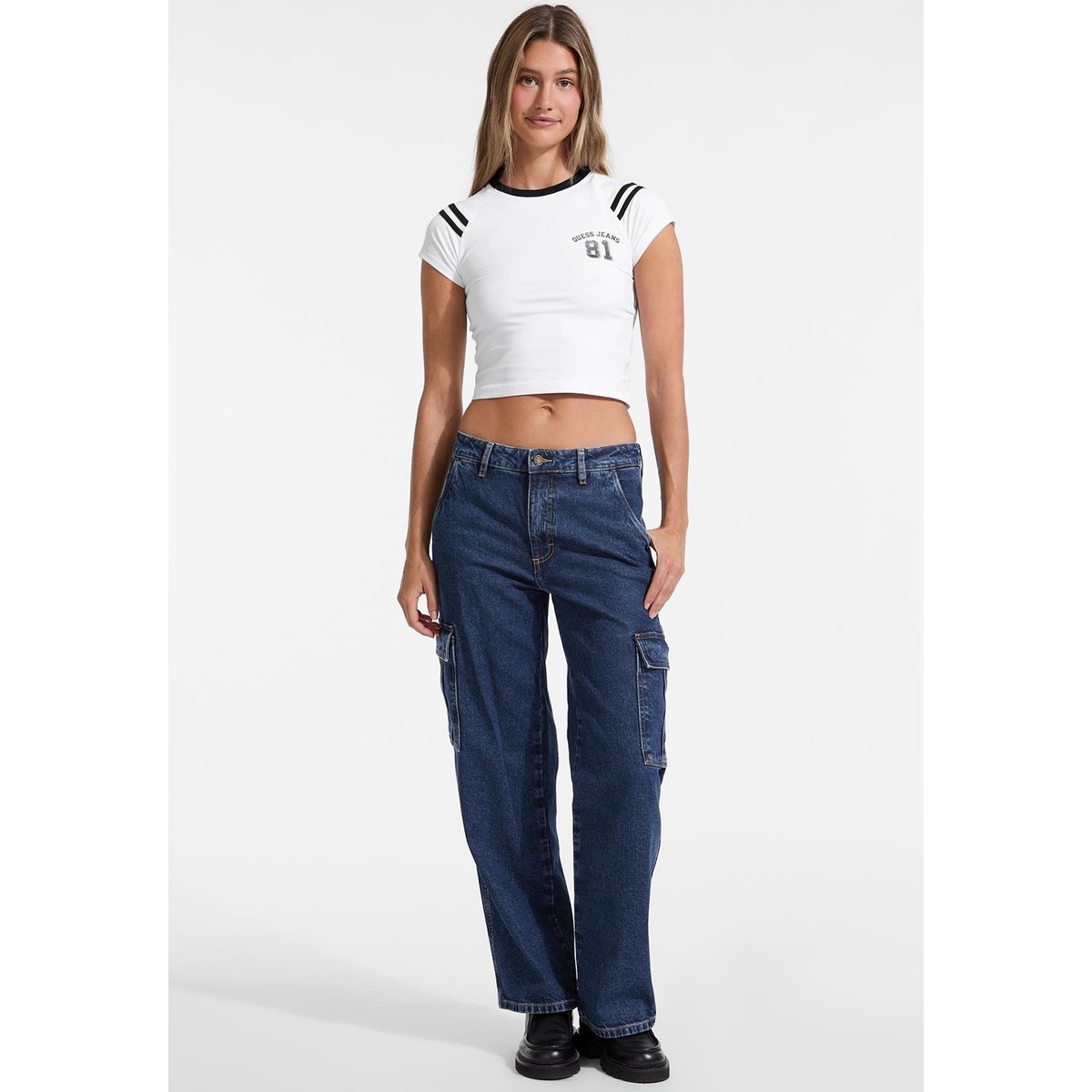 T-Shirt 81 Raglan blanc, GUESS