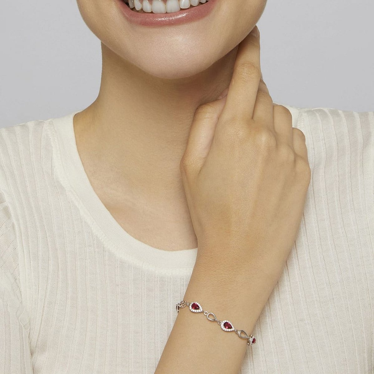 Bracelets en Oxyde De Zirconium/argent et Oxyde de zirconium argent et rouge, CLEOR