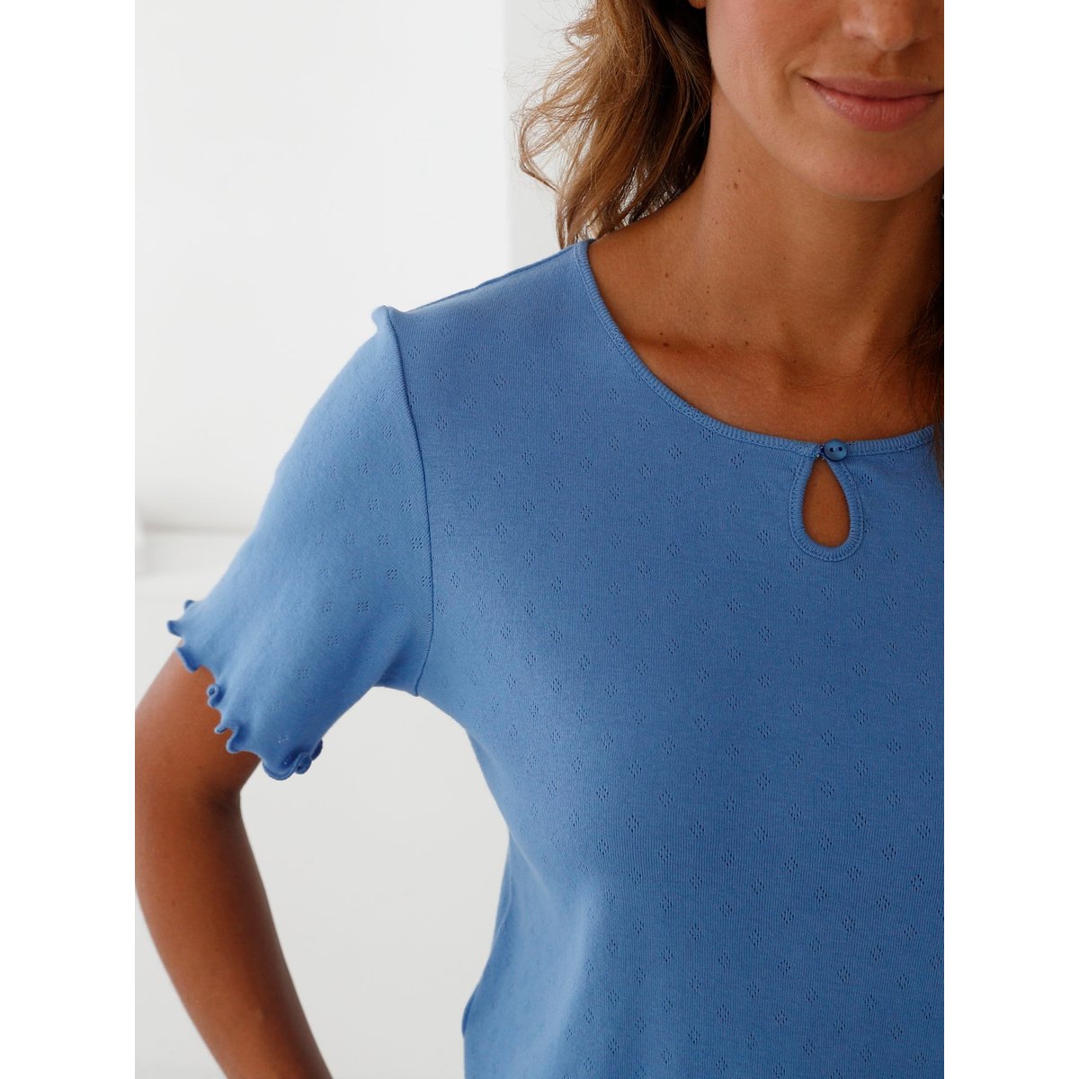 Pyjacourt femme maille et seersucker imprimé rose, DAXON