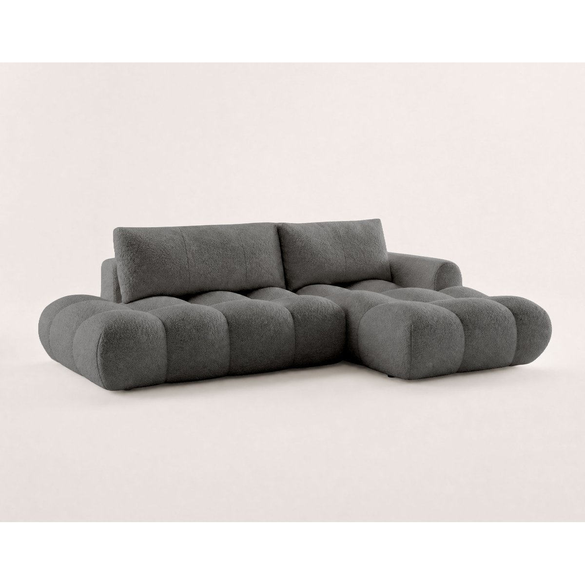 Canapé d'Angle Convertible en Tissu bouclette 4 places - YULIN gris, LISA DESIGN