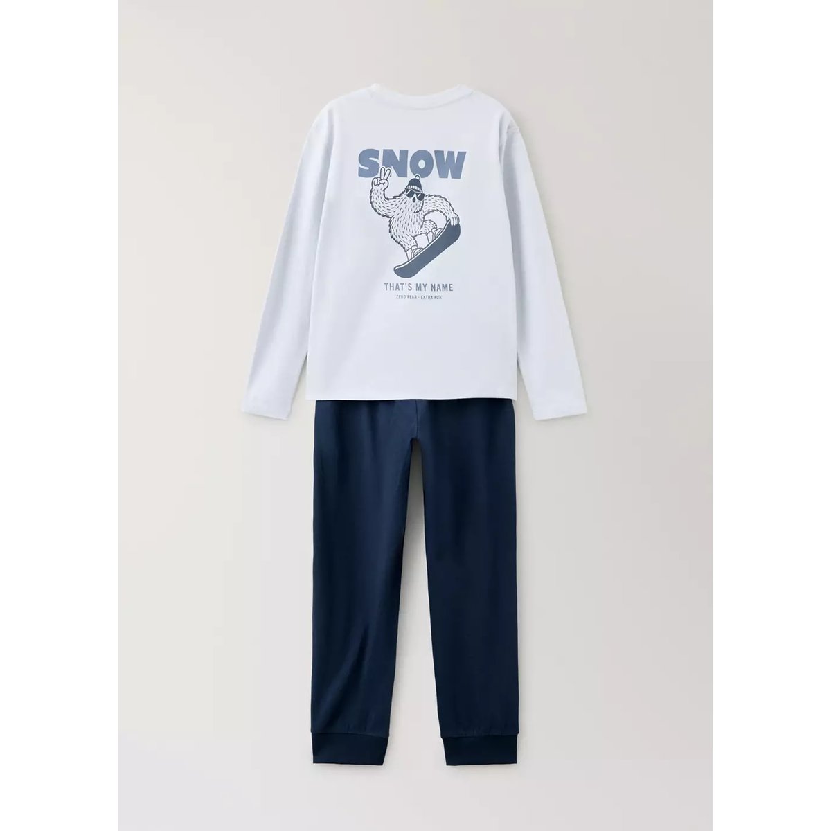 Pyjama complet en coton imprimé gris glacé, MANGO KIDS