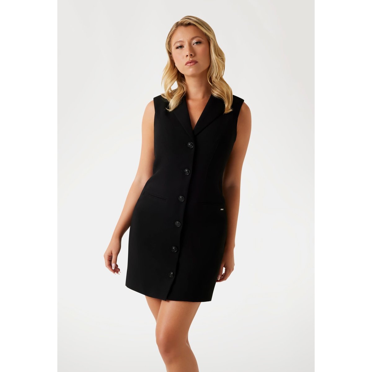 Robe Mini Moulante En Crêpon noir, GUESS