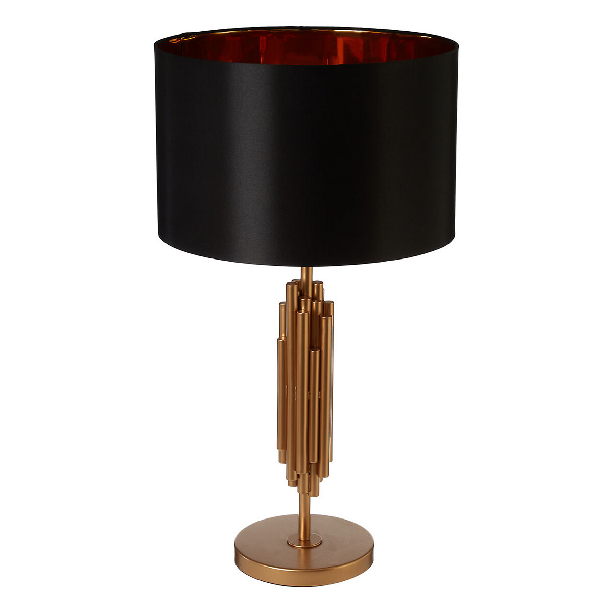 Maxine Art Deco Table Lamp with Black Shade in Gold aged brass, FIFTY FIVE SOUTH
