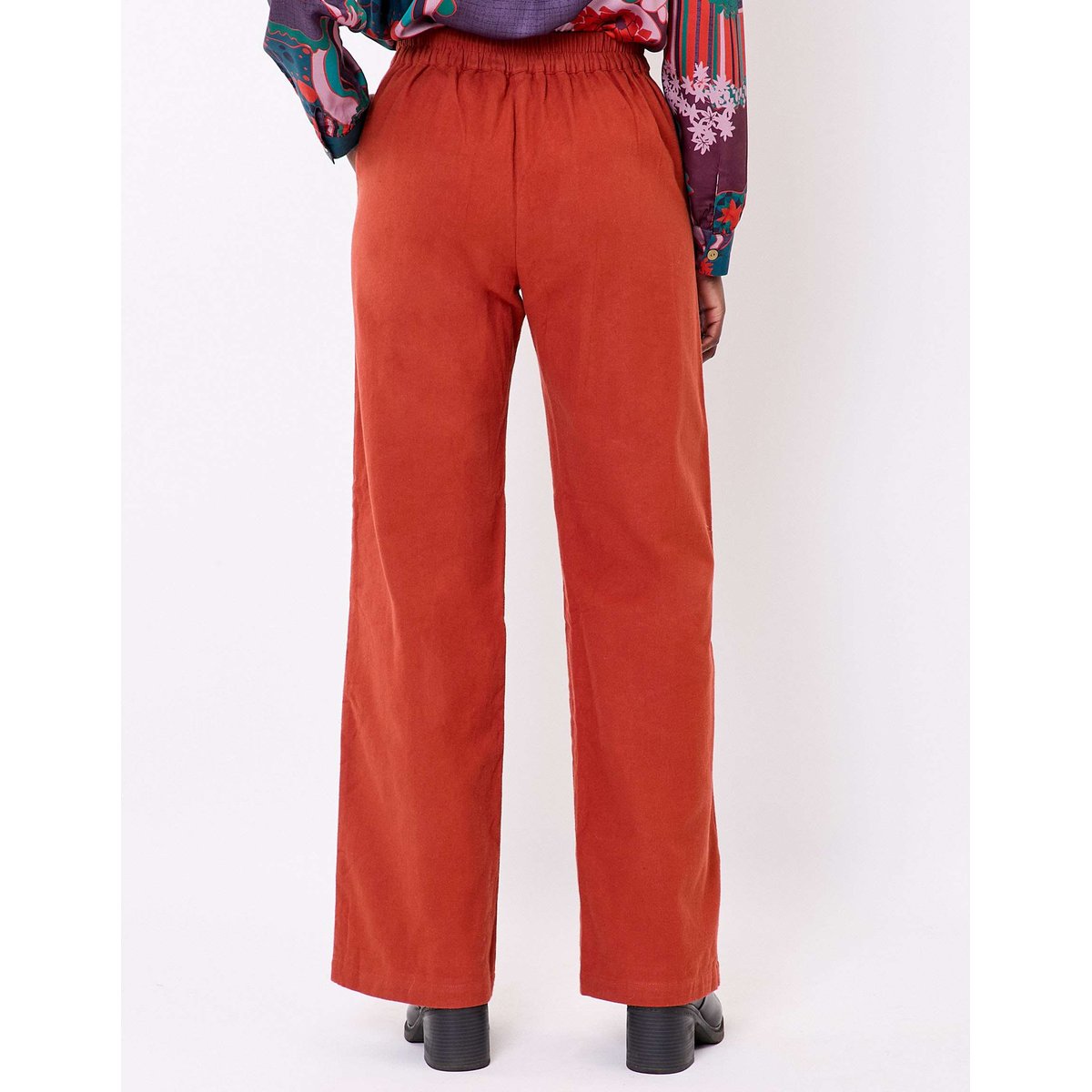 Pantalon large flanelle coton bio XIANI orange rouille, LA FIANCÉE