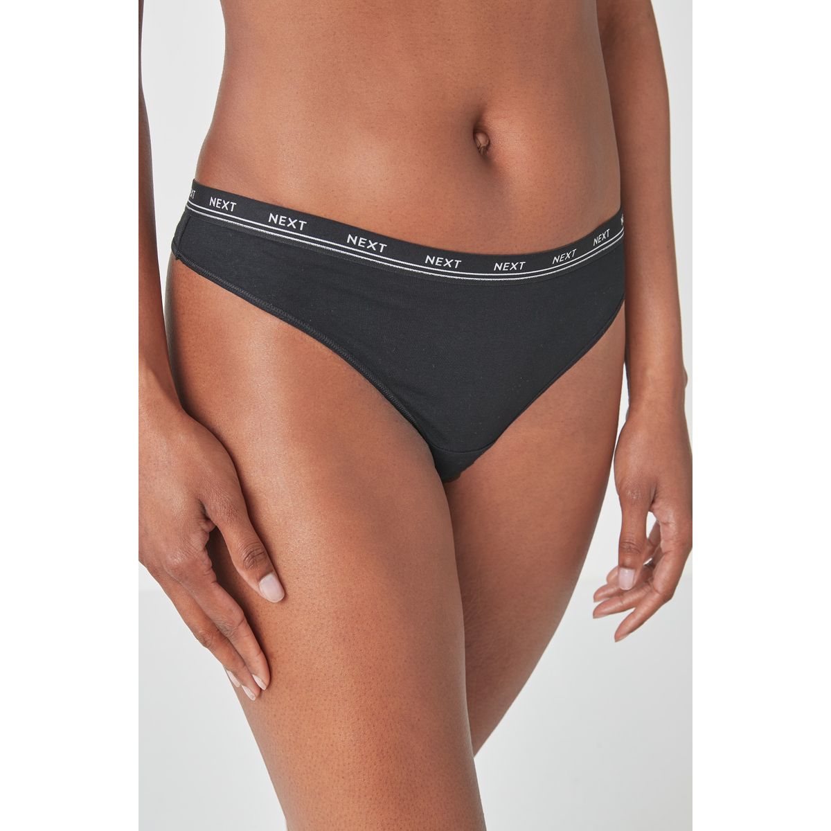 Culotte de bikini en coton à logo, lot 4 noir, NEXT