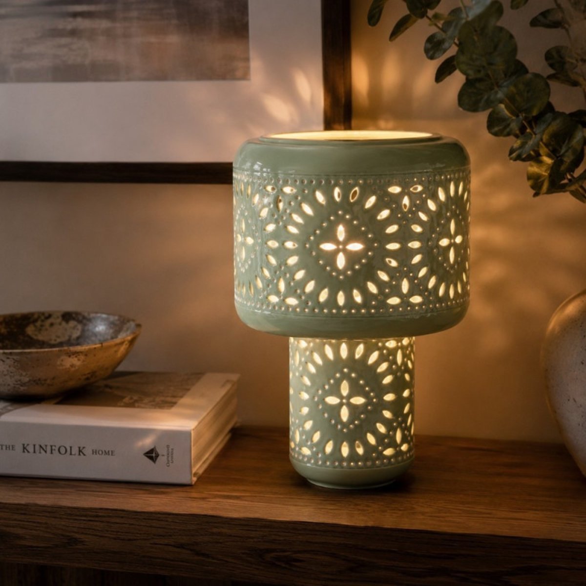 Lampe à poser métal émaillé vert matcha Nora vert, MILLUMINE
