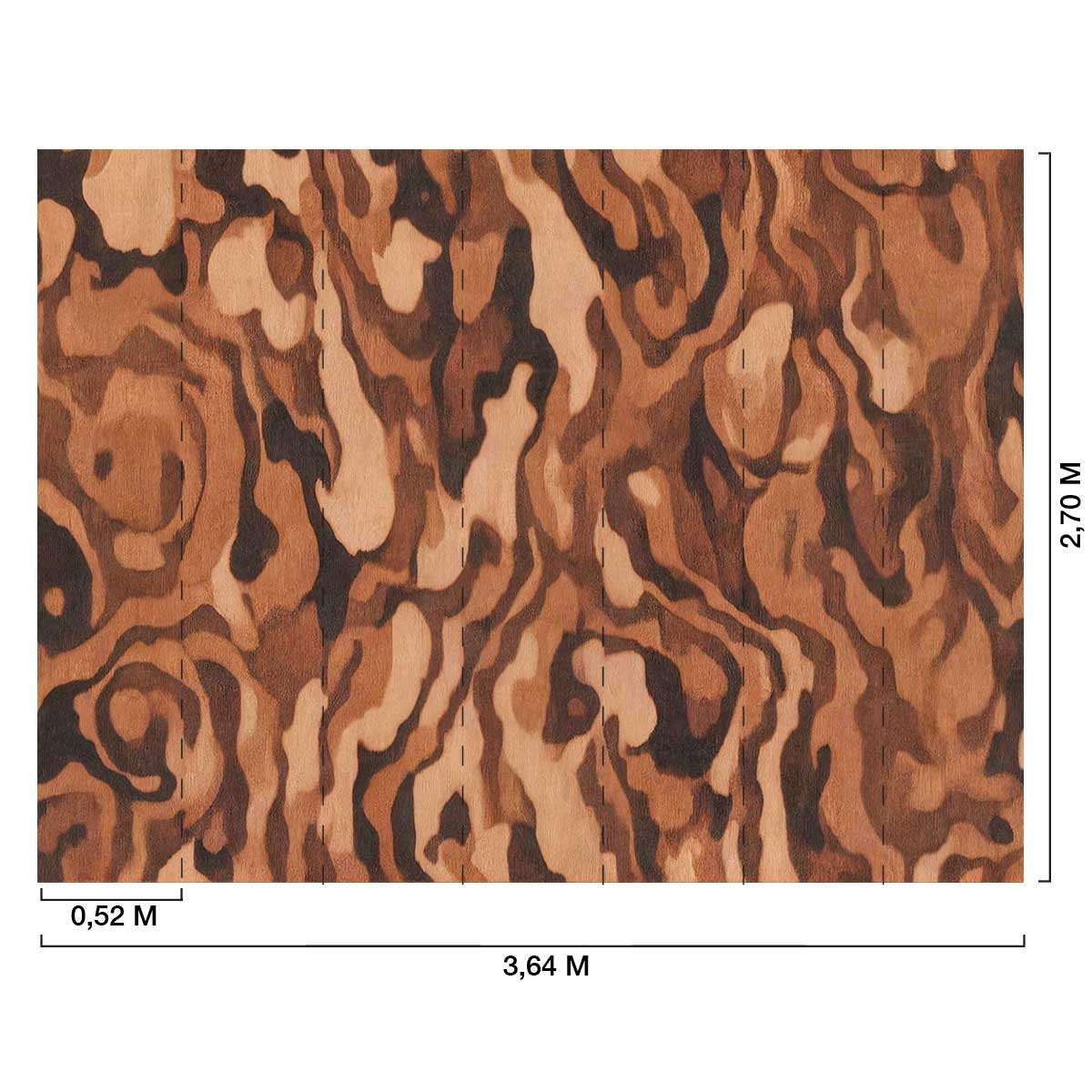 Papier peint Bois Précieux Terracotta marron, HEXOA
