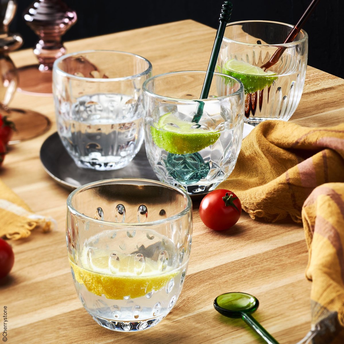 Coffret de 4 verres à eau 4 modèles assortis, TROQUET transparent, LA ROCHERE
