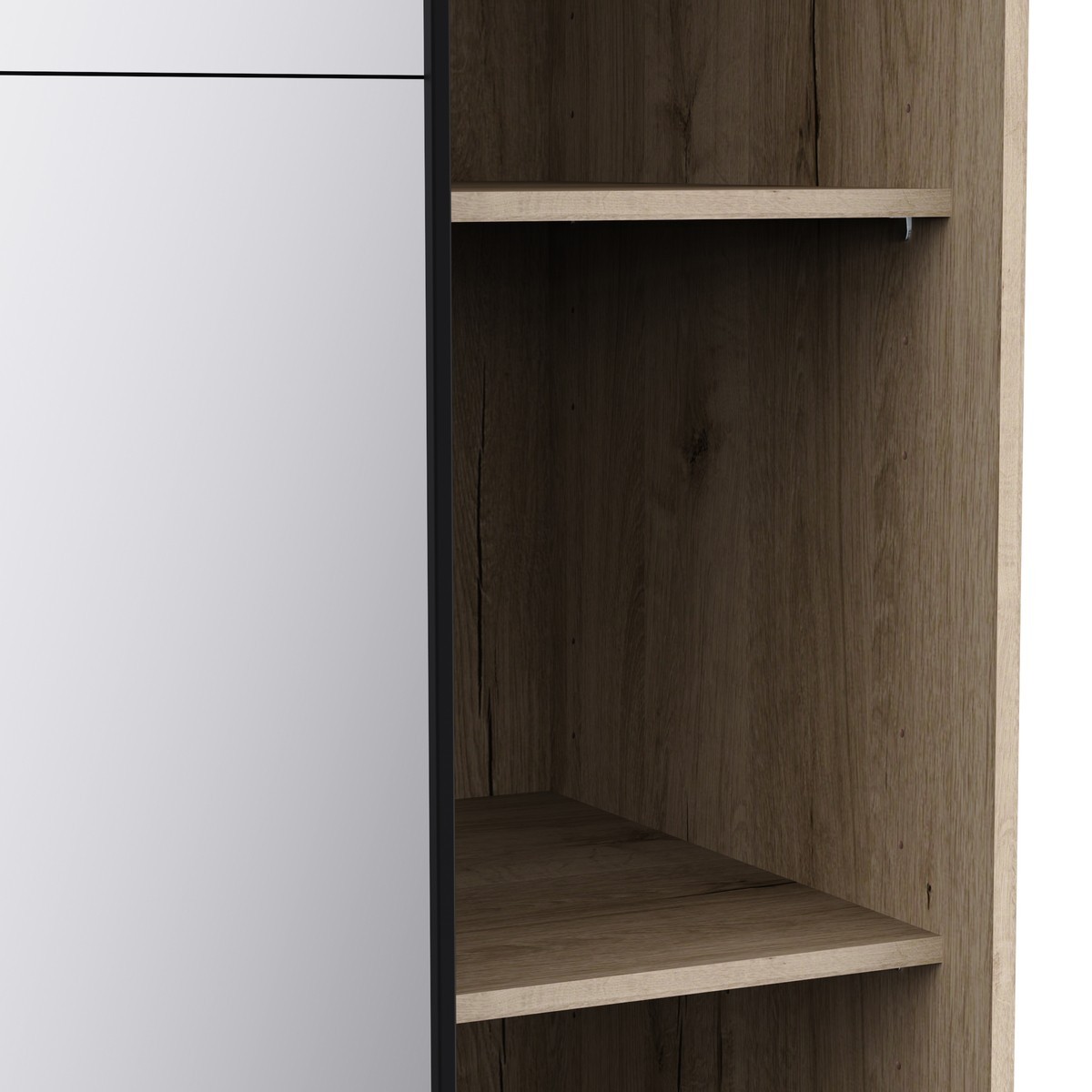Armoire 2 portes coulissantes miroir LINE chêne, CALICOSY