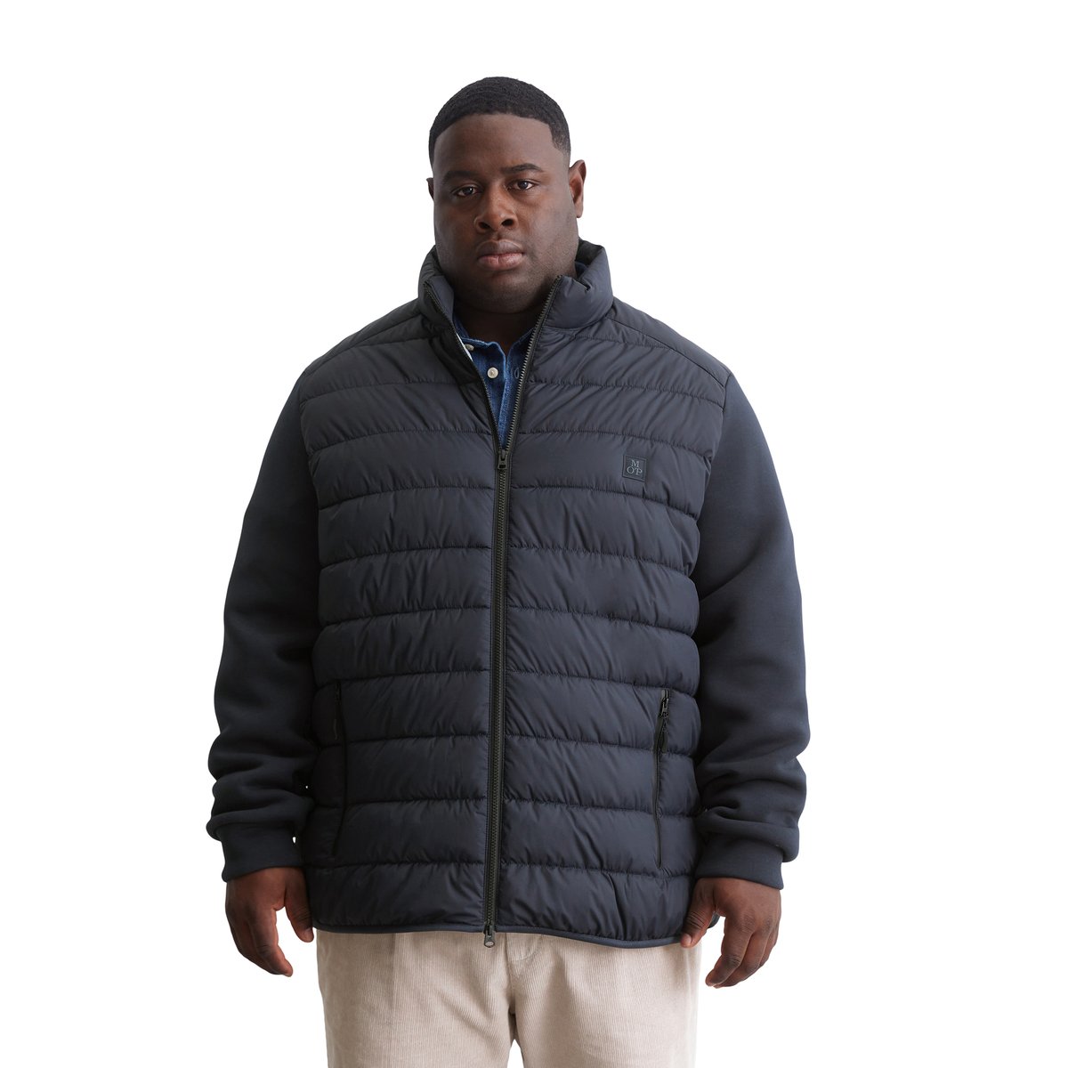 Veste matelassée regular avec manches scuba souples bleu foncé, MARC O'POLO