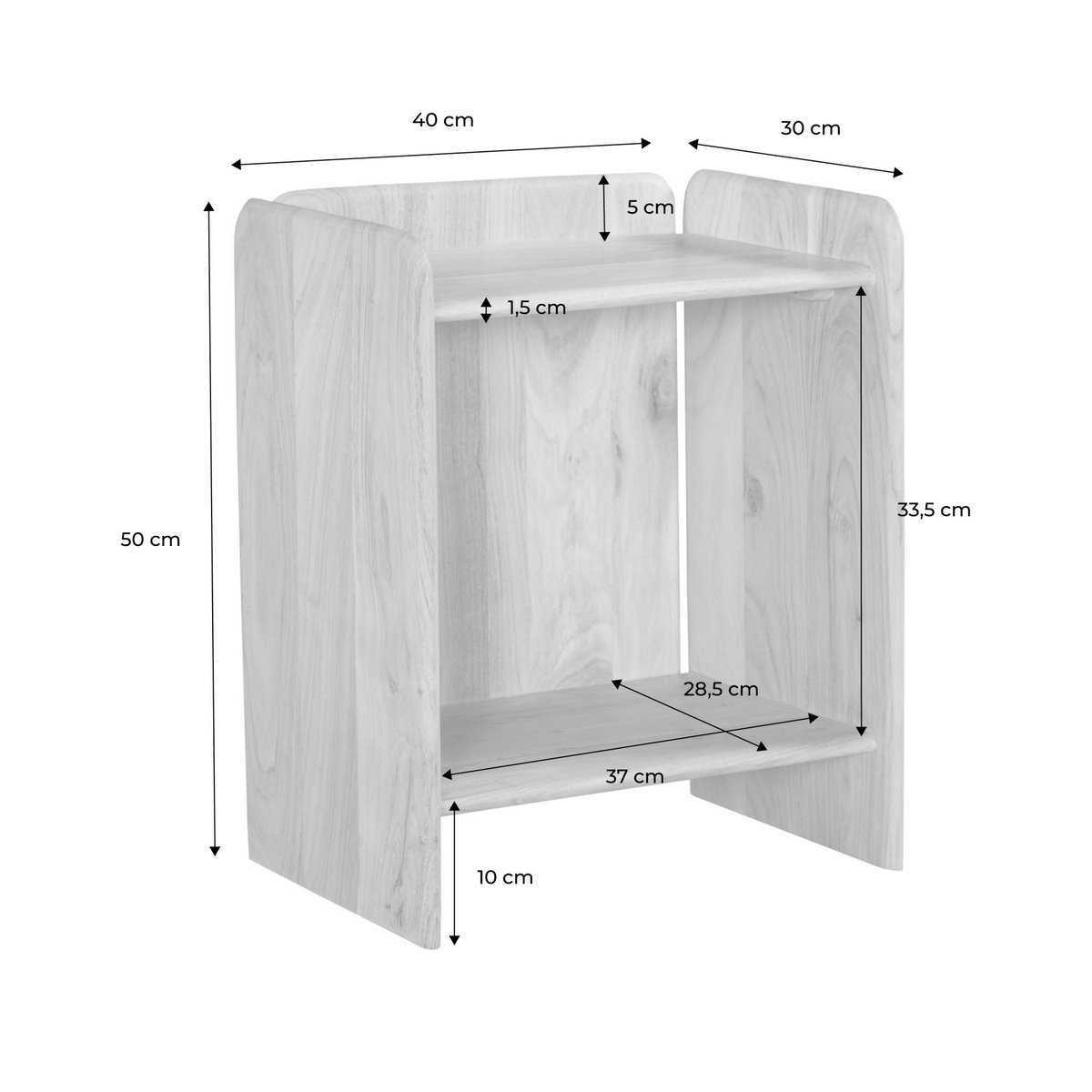 Table de chevet exotique bois d'acacia 2 niveaux (lot de 2) TARA naturel, SWEEEK