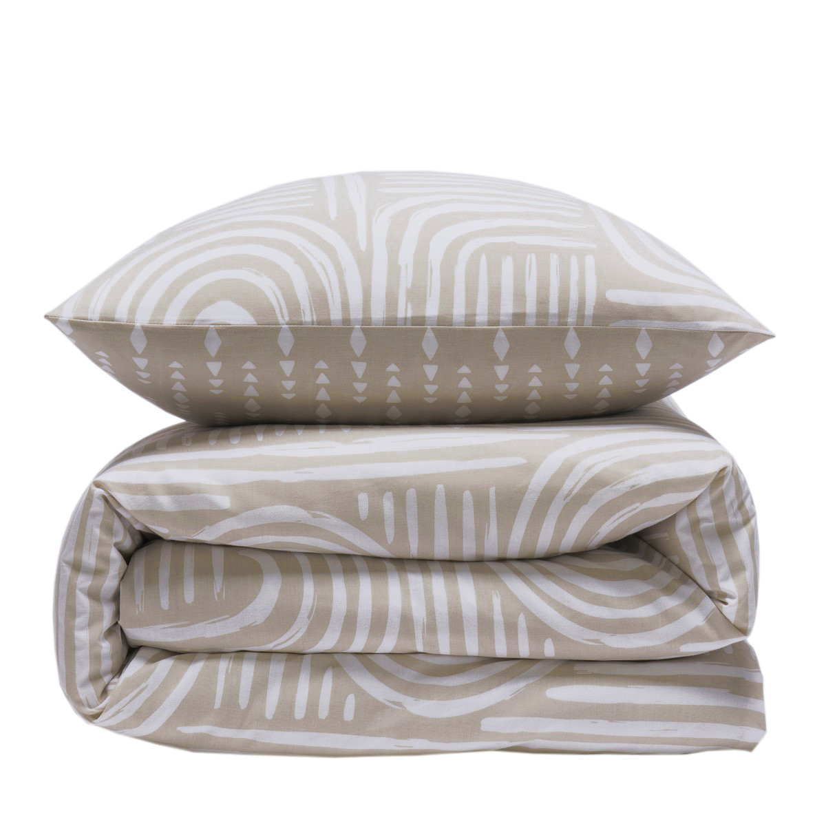Parure de lit 1 personne en coton imprimé beige FADO beige, FUTURE HOME