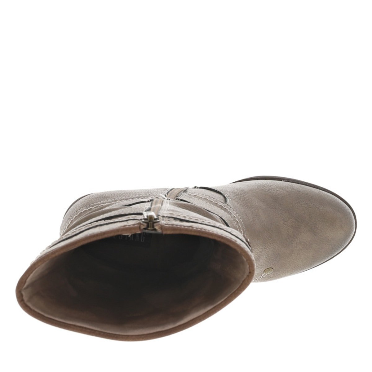 Bottes taupe à talon décroché haut avec des boucles à ardillons taupe, MUSTANG